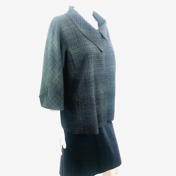 Lida Baday Suit 14P Designer Jacket Skirt Gray Wool Blend Jackie O Luxury Style - Picture 2 of 12